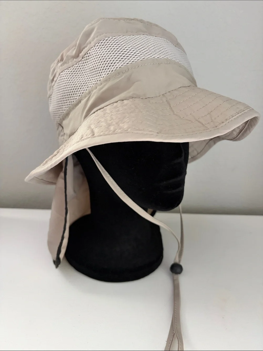 Kids Sun Hat with Neck Flap - Beige